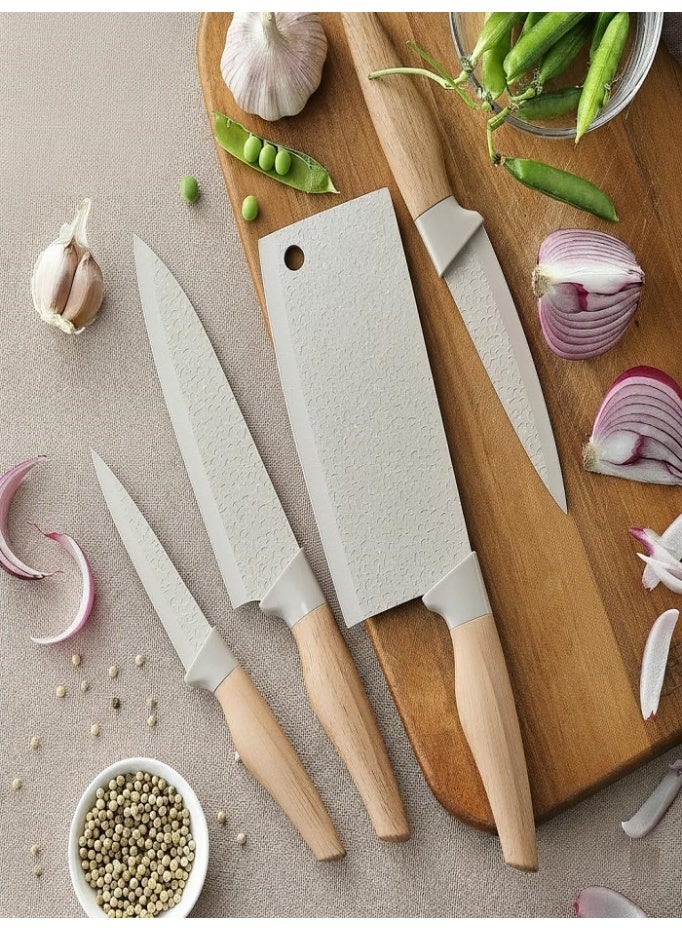 LIVVY 6 Piece Kitchen Knife Set with Block – Professional Stainless Steel Chef Knives with Ergonomic Wooden Handles & Modern Storage Holder – For Home & Restaurant Use - Image 5